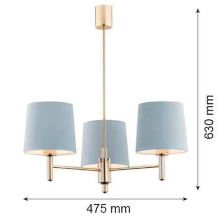 Brilagi - Κρεμαστό φωτιστικό με ράβδο MONTE 3xE27/60W/230V μπλε/χρυσό