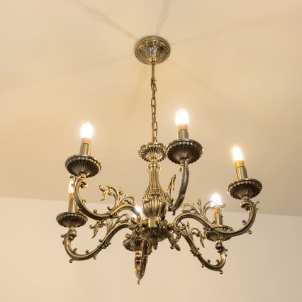 Brilagi - Κρεμαστό φωτιστικό οροφής CLASSIC 6xE14/60W/230V ορείχαλκος