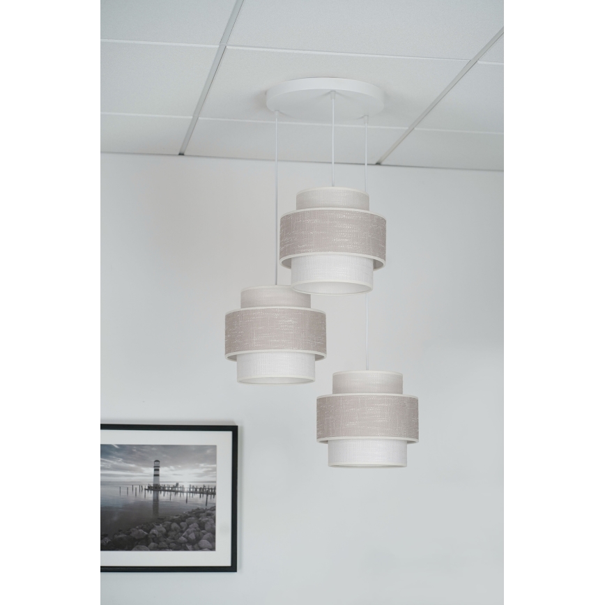 Brilagi - Κρεμαστό φωτιστικό οροφής DOVER SPACE 3xE27/15W/230V γκρι/κρεμ