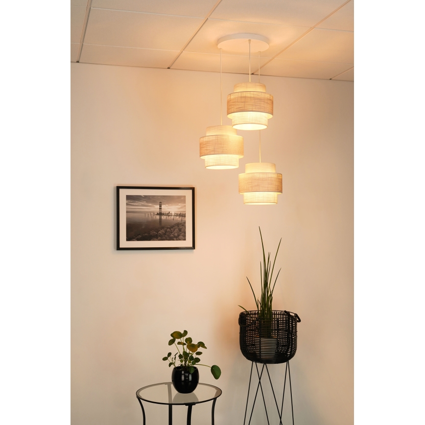 Brilagi - Κρεμαστό φωτιστικό οροφής DOVER SPACE 3xE27/15W/230V γκρι/κρεμ