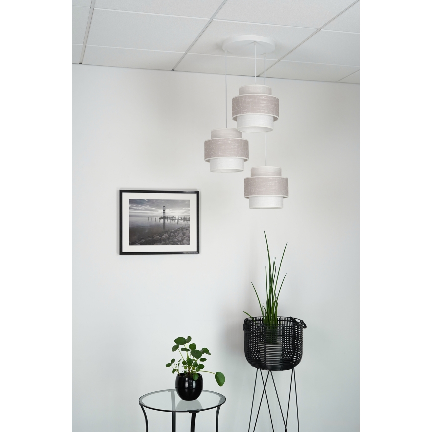 Brilagi - Κρεμαστό φωτιστικό οροφής DOVER SPACE 3xE27/15W/230V γκρι/κρεμ