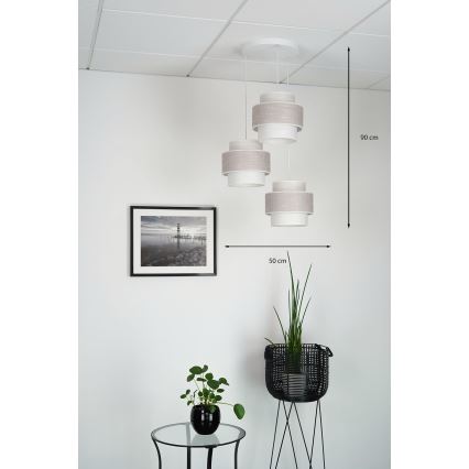Brilagi - Κρεμαστό φωτιστικό οροφής DOVER SPACE 3xE27/15W/230V γκρι/κρεμ