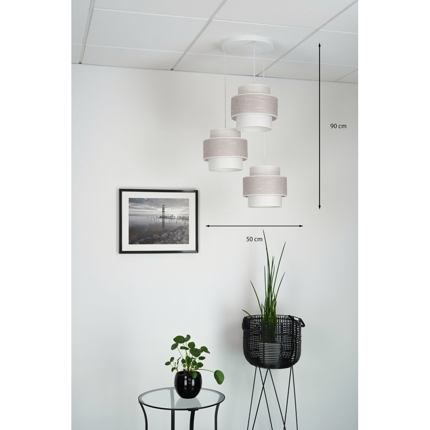 Brilagi - Κρεμαστό φωτιστικό οροφής DOVER SPACE 3xE27/15W/230V γκρι/κρεμ