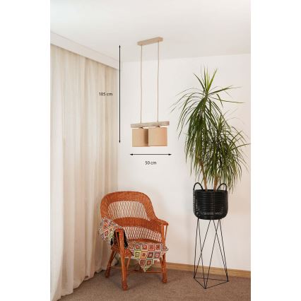 Brilagi - Κρεμαστό φωτιστικό οροφής FOREST 2xE27/15W/230V πεύκο/καφέ