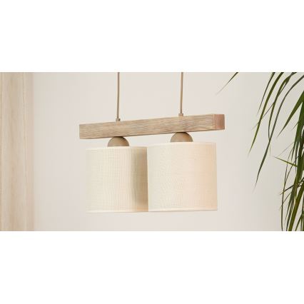 Brilagi - Κρεμαστό φωτιστικό οροφής FOREST 2xE27/15W/230V πεύκο/καφέ/κρεμ