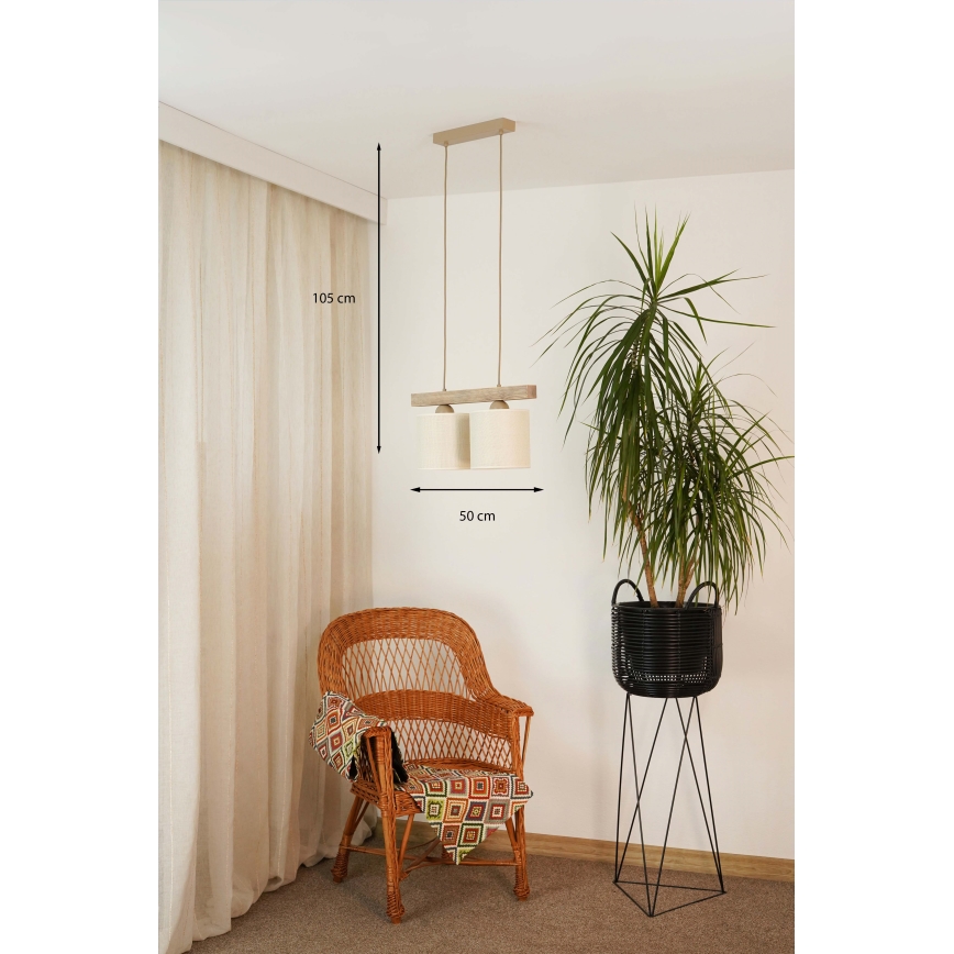 Brilagi - Κρεμαστό φωτιστικό οροφής FOREST 2xE27/15W/230V πεύκο/καφέ/κρεμ