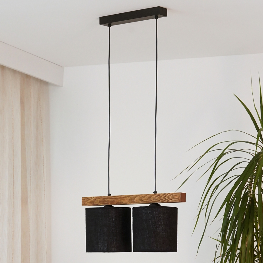 Brilagi - Κρεμαστό φωτιστικό οροφής FOREST 2xE27/15W/230V πεύκο/μαύρο