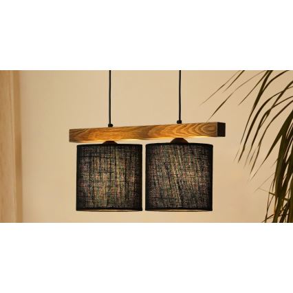 Brilagi - Κρεμαστό φωτιστικό οροφής FOREST 2xE27/15W/230V πεύκο/μαύρο