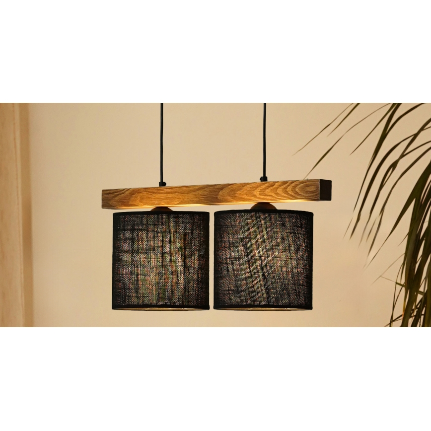 Brilagi - Κρεμαστό φωτιστικό οροφής FOREST 2xE27/15W/230V πεύκο/μαύρο