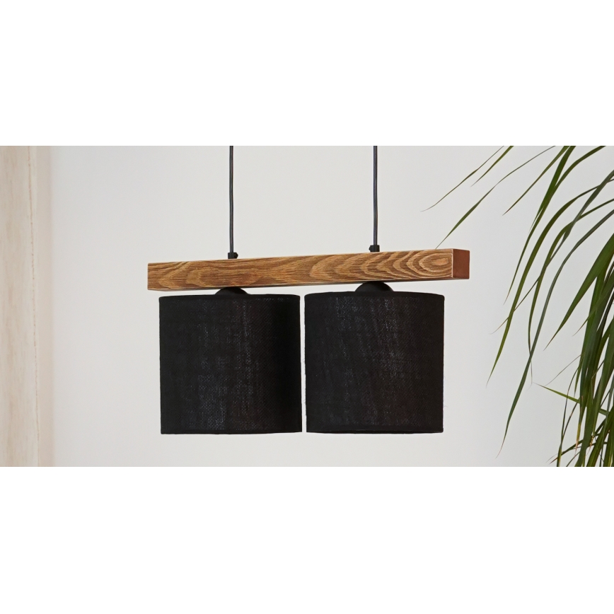 Brilagi - Κρεμαστό φωτιστικό οροφής FOREST 2xE27/15W/230V πεύκο/μαύρο