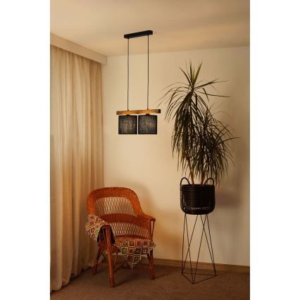 Brilagi - Κρεμαστό φωτιστικό οροφής FOREST 2xE27/15W/230V πεύκο/μαύρο