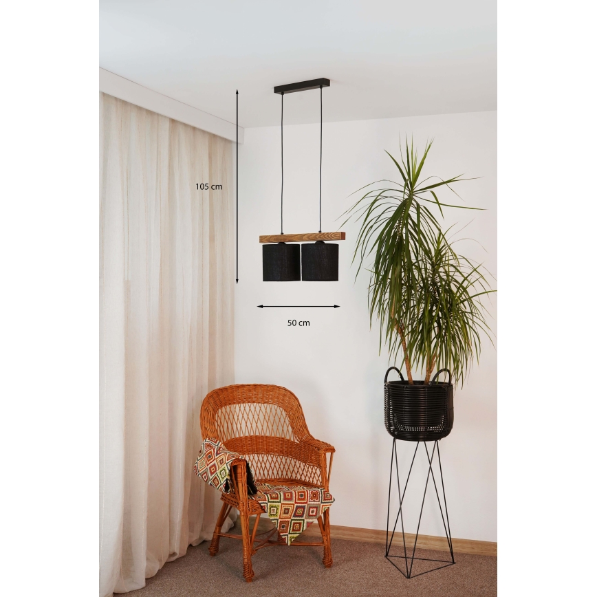 Brilagi - Κρεμαστό φωτιστικό οροφής FOREST 2xE27/15W/230V πεύκο/μαύρο