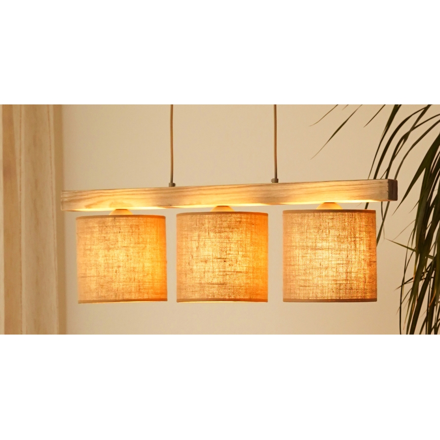 Brilagi - Κρεμαστό φωτιστικό οροφής FOREST 3xE27/15W/230V πεύκο/καφέ