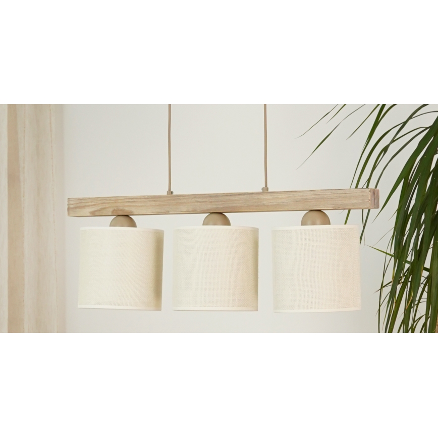 Brilagi - Κρεμαστό φωτιστικό οροφής FOREST 3xE27/15W/230V πεύκο/καφέ/κρεμ