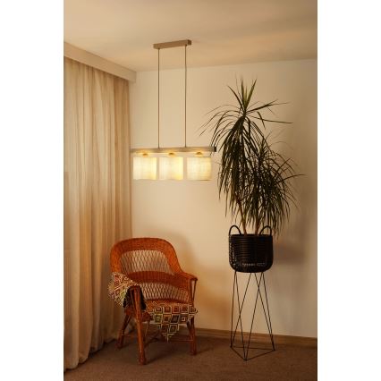 Brilagi - Κρεμαστό φωτιστικό οροφής FOREST 3xE27/15W/230V πεύκο/καφέ/κρεμ