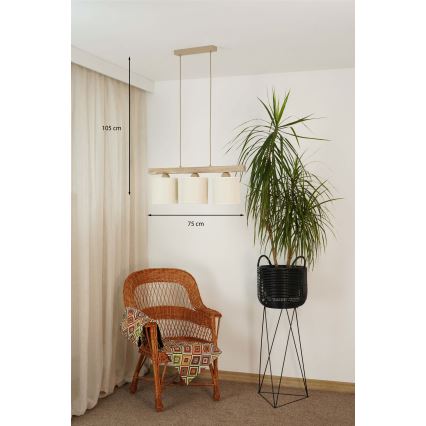 Brilagi - Κρεμαστό φωτιστικό οροφής FOREST 3xE27/15W/230V πεύκο/καφέ/κρεμ