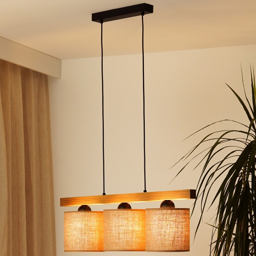 Brilagi - Κρεμαστό φωτιστικό οροφής FOREST 3xE27/15W/230V πεύκο/καφέ/μαύρο