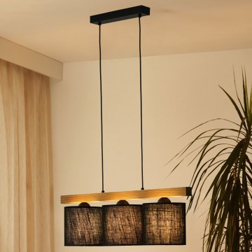 Brilagi - Κρεμαστό φωτιστικό οροφής FOREST 3xE27/15W/230V πεύκο/μαύρο