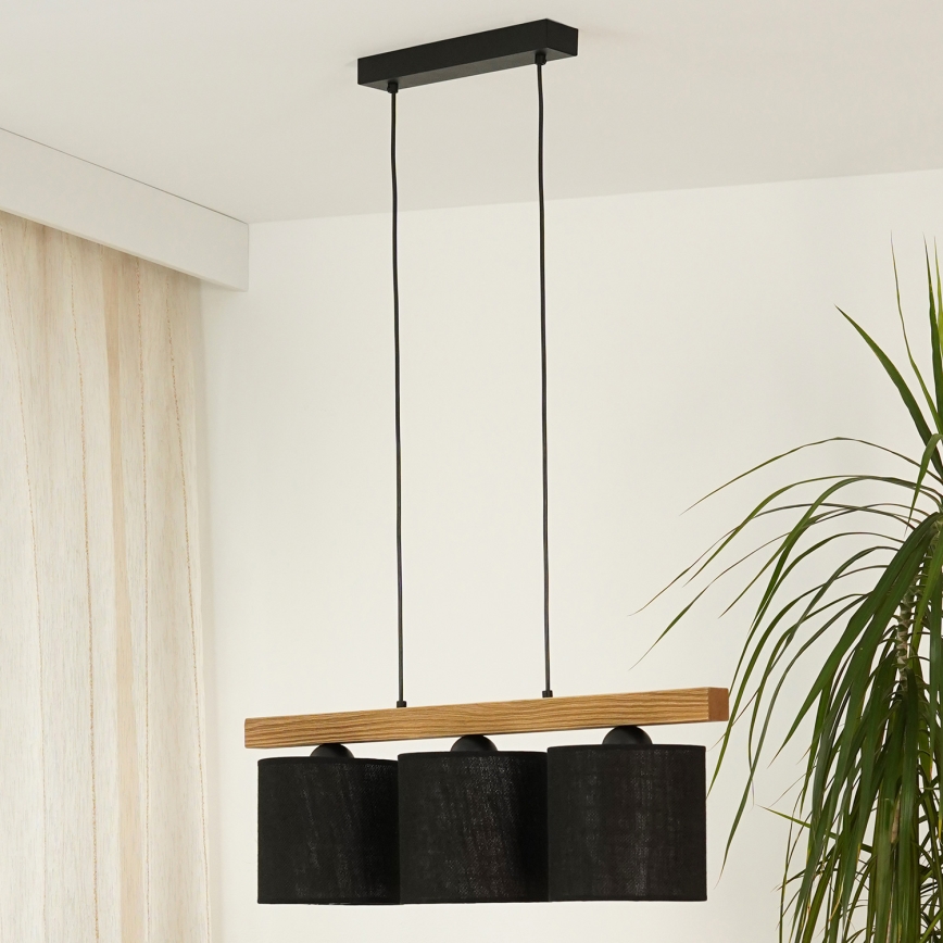 Brilagi - Κρεμαστό φωτιστικό οροφής FOREST 3xE27/15W/230V πεύκο/μαύρο