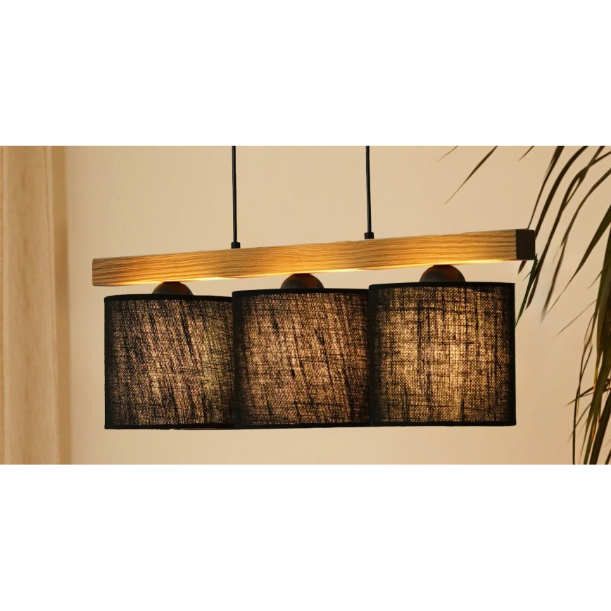 Brilagi - Κρεμαστό φωτιστικό οροφής FOREST 3xE27/15W/230V πεύκο/μαύρο