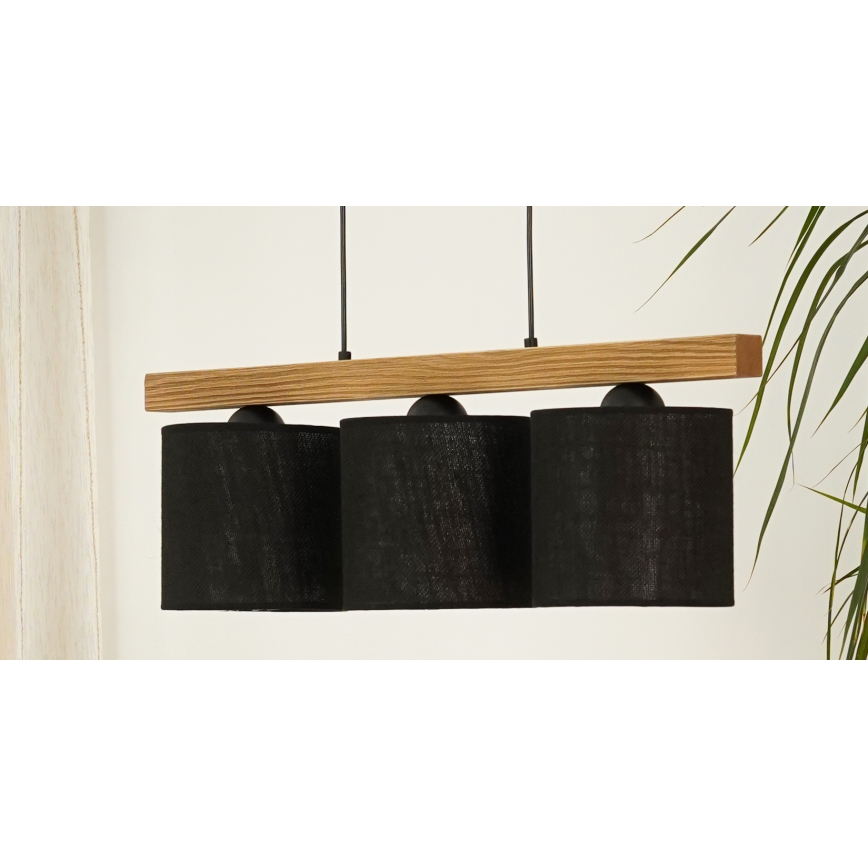 Brilagi - Κρεμαστό φωτιστικό οροφής FOREST 3xE27/15W/230V πεύκο/μαύρο