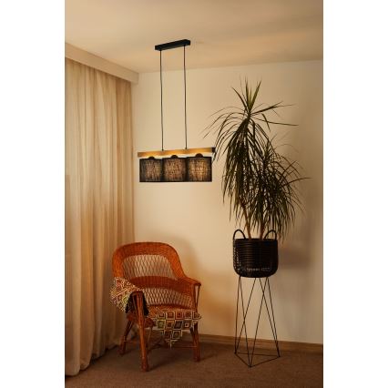 Brilagi - Κρεμαστό φωτιστικό οροφής FOREST 3xE27/15W/230V πεύκο/μαύρο