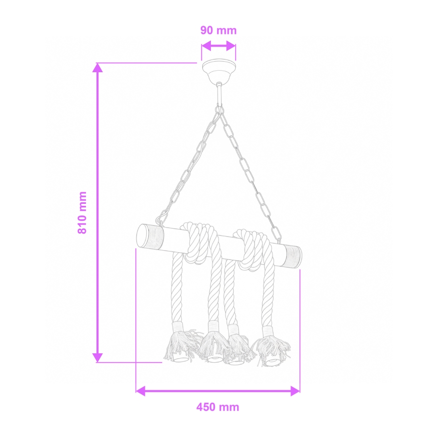Brilagi - Κρεμαστό φωτιστικό οροφής KOS 4xE27/60W/230V οξιά