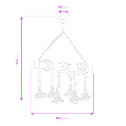 Brilagi - Κρεμαστό φωτιστικό οροφής KOS 6xE27/60W/230V οξιά