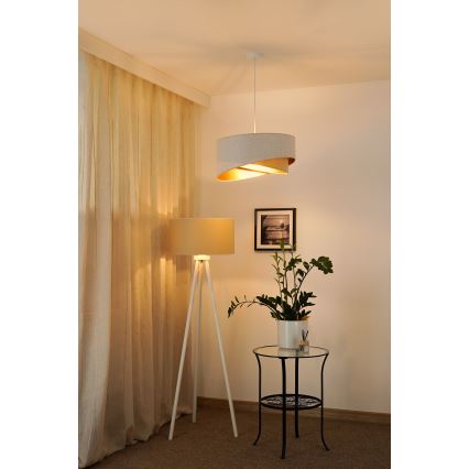 Brilagi -  Κρεμαστό φωτιστικό οροφής LED LYRA 1xE27/15W/230V λευκό/μπεζ/χρυσό