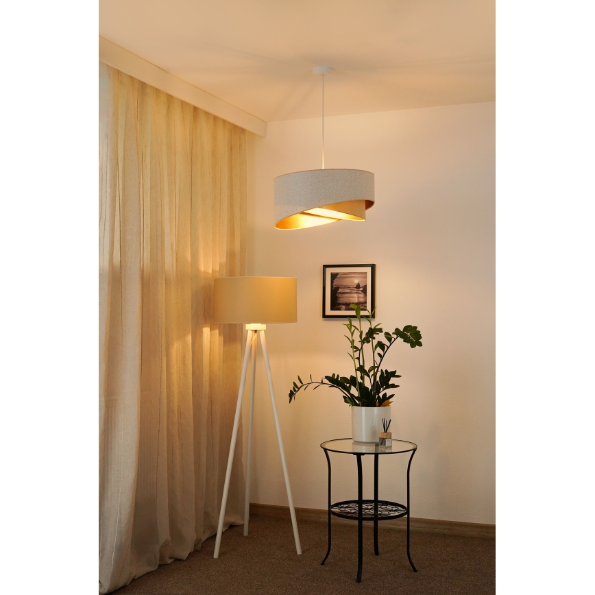 Brilagi -  Κρεμαστό φωτιστικό οροφής LED LYRA 1xE27/15W/230V λευκό/μπεζ/χρυσό