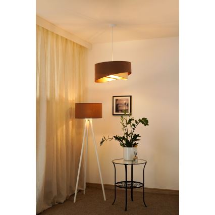 Brilagi -  Κρεμαστό φωτιστικό οροφής LED LYRA 1xE27/15W/230V καφέ/κρεμ/χρυσό