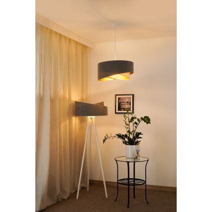 Brilagi -  Κρεμαστό φωτιστικό οροφής LED LYRA 1xE27/15W/230V γκρι/κρεμ/χρυσό