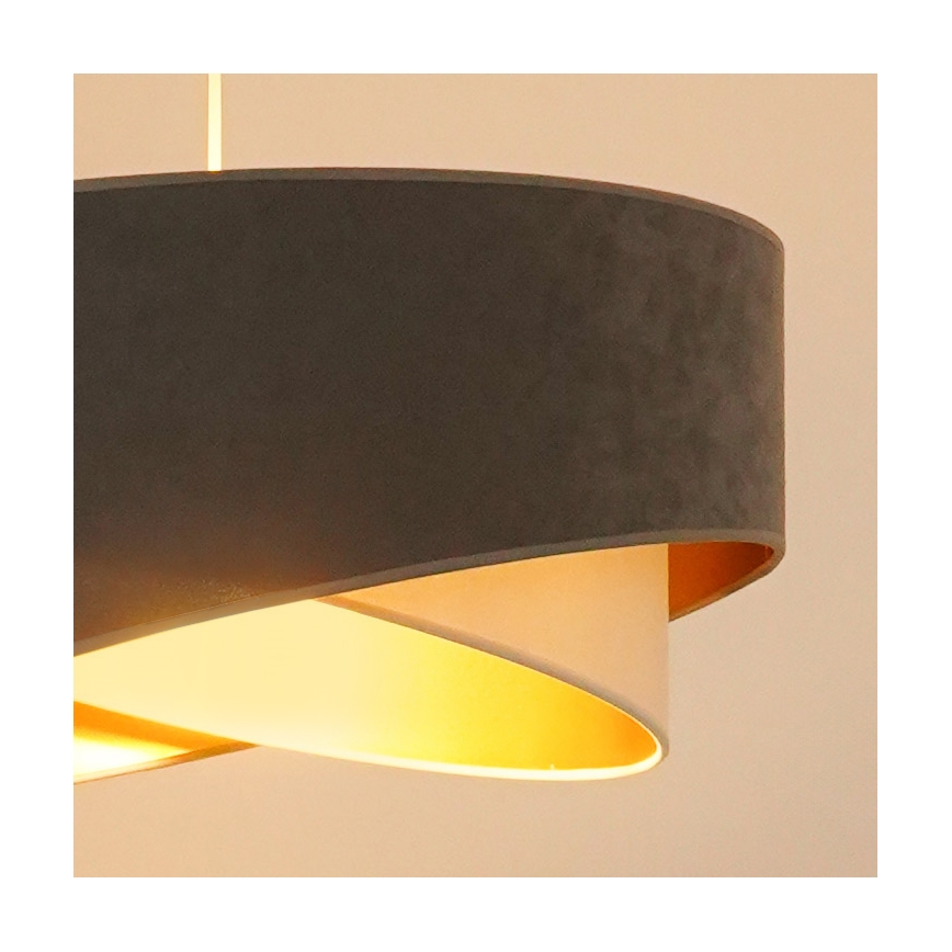 Brilagi -  Κρεμαστό φωτιστικό οροφής LED LYRA 1xE27/15W/230V γκρι/κρεμ/χρυσό