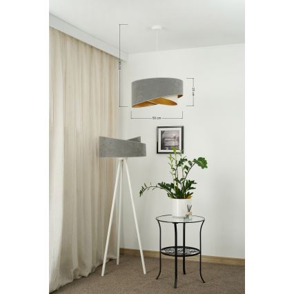 Brilagi -  Κρεμαστό φωτιστικό οροφής LED LYRA 1xE27/15W/230V γκρι/κρεμ/χρυσό