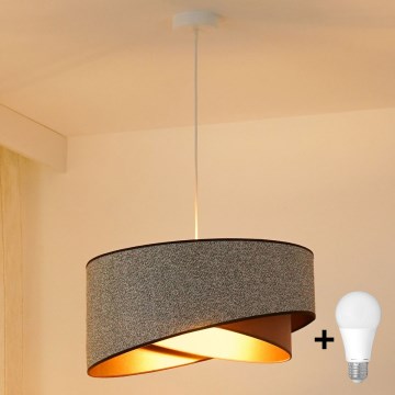 Brilagi -  Κρεμαστό φωτιστικό οροφής LED LYRA 1xE27/15W/230V γκρι/κρεμ/χρυσό