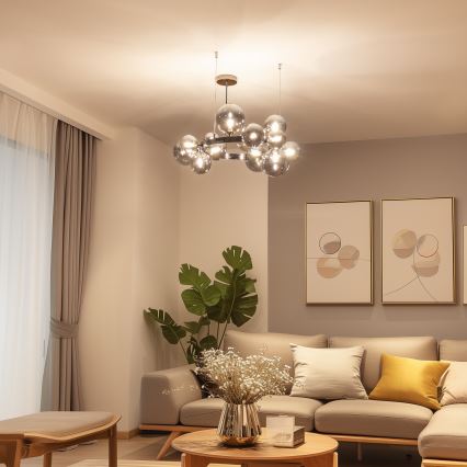 Brilagi -  Κρεμαστό φωτιστικό οροφής LED MILLA 15xG9/3W/230V γυαλιστερό χρώμιο/φιμέ