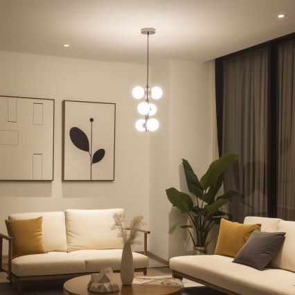 Brilagi -  Κρεμαστό φωτιστικό οροφής LED MILLA 6xG9/3W/230V γυαλιστερό χρώμιο/λευκό