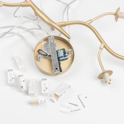 Brilagi -  Κρεμαστό φωτιστικό οροφής LED MISTEL 6xG9/3W/230V χρυσό/λευκό