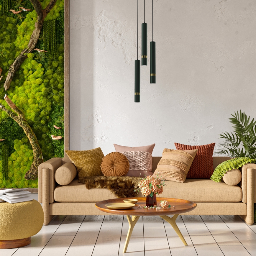 Brilagi - Κρεμαστό φωτιστικό οροφής POKER 3xGU10/25W/230V πράσινο/χρυσό