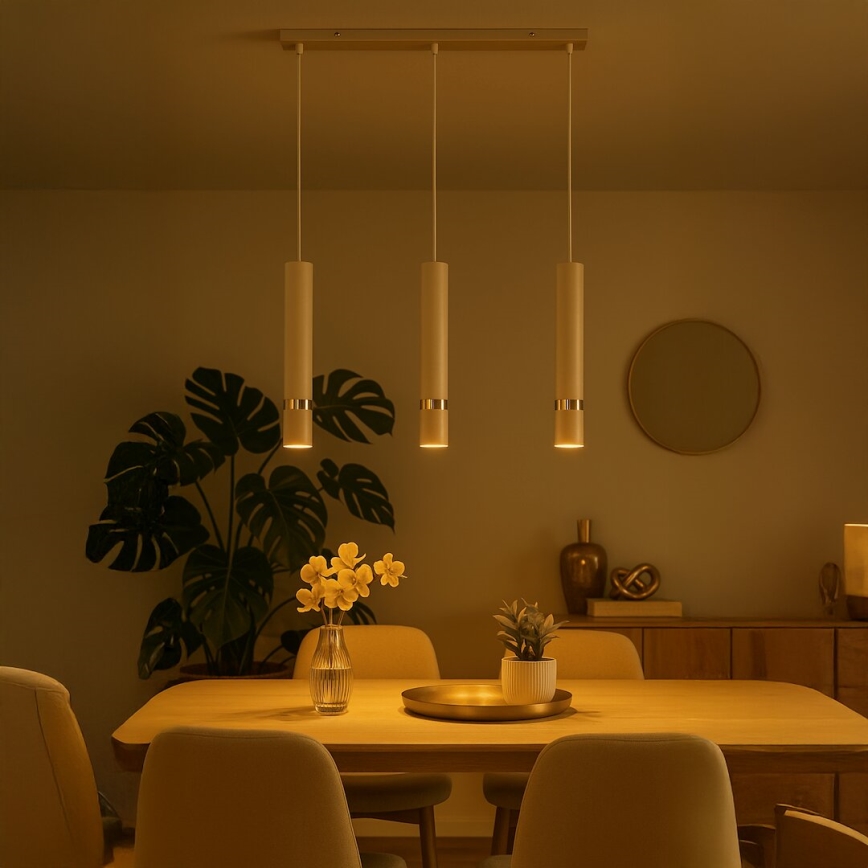 Brilagi - Κρεμαστό φωτιστικό οροφής POKER 3xGU10/25W/230V μπεζ/χρυσό