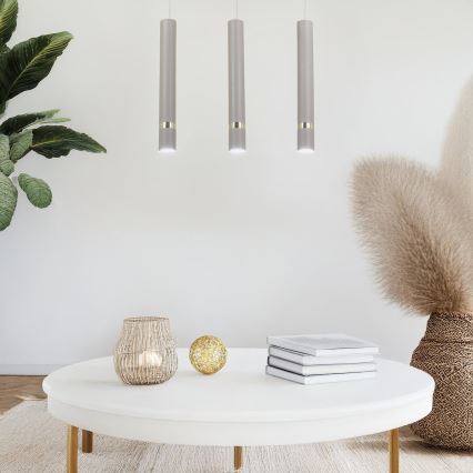 Brilagi - Κρεμαστό φωτιστικό οροφής POKER 3xGU10/25W/230V μπεζ/χρυσό