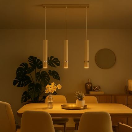 Brilagi - Κρεμαστό φωτιστικό οροφής POKER 3xGU10/25W/230V μπεζ/χρυσό