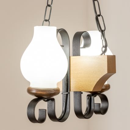 Brilagi - Κρεμαστό φωτιστικό οροφής QUEEN 2xE14/40W/230V οξιά/καρυδιά