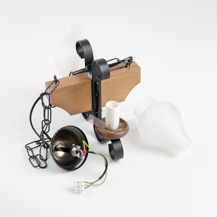 Brilagi - Κρεμαστό φωτιστικό οροφής QUEEN 2xE14/40W/230V οξιά/καρυδιά