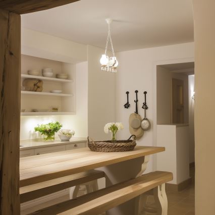 Brilagi - Κρεμαστό φωτιστικό οροφής QUEEN 2xE14/40W/230V οξιά/κρεμ