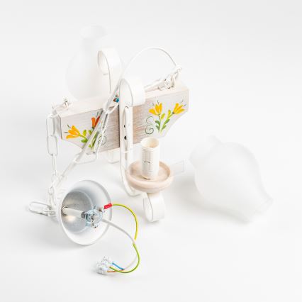 Brilagi - Κρεμαστό φωτιστικό οροφής QUEEN 2xE14/40W/230V οξιά/κρεμ