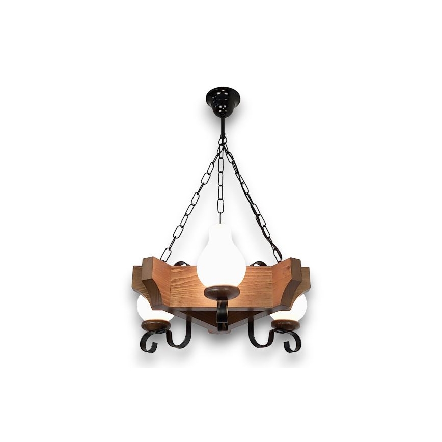 Brilagi - Κρεμαστό φωτιστικό οροφής QUEEN 3xE14/40W/230V οξιά/καρυδιά