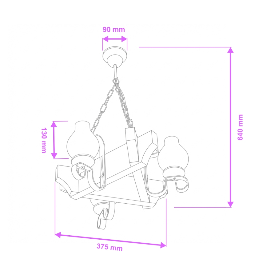 Brilagi - Κρεμαστό φωτιστικό οροφής QUEEN 3xE14/40W/230V οξιά/καρυδιά