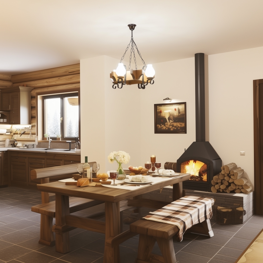 Brilagi - Κρεμαστό φωτιστικό οροφής QUEEN 4xE14/40W/230V οξιά