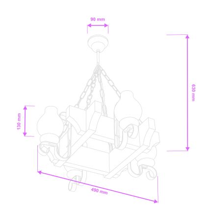 Brilagi - Κρεμαστό φωτιστικό οροφής QUEEN 4xE14/40W/230V οξιά